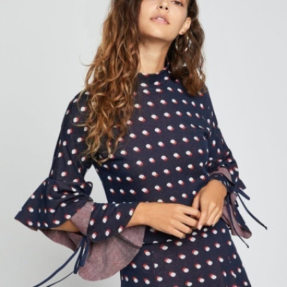BCBGeneration Double Dot Cutout Sleeve Blouse